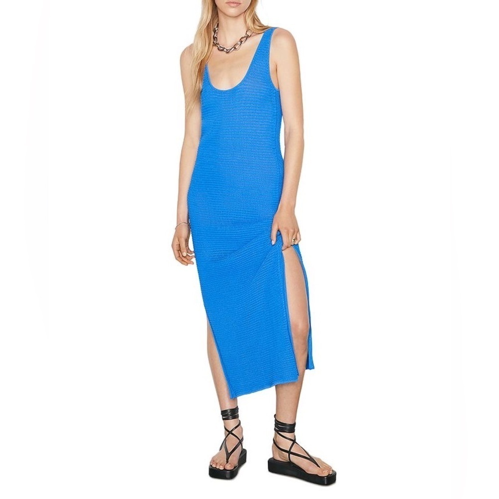 FRAME Blue Crochet Midi Dress Small
